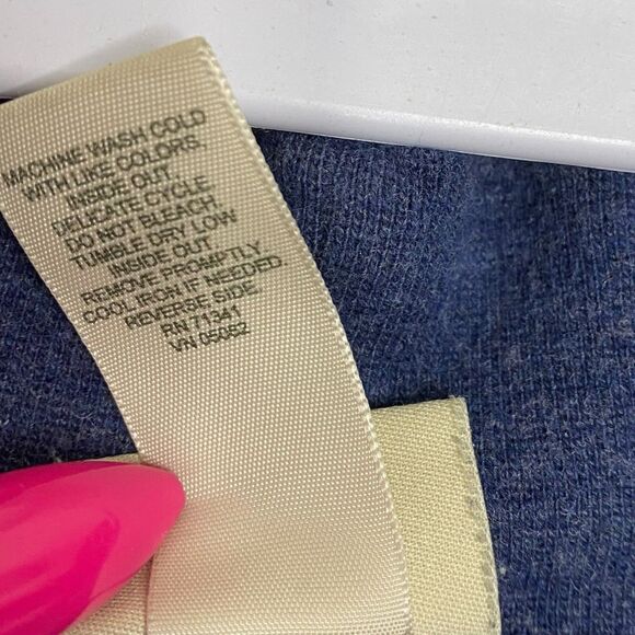 Vtg LL Bean Shirt Mens XL Blue Base Layer Wool Cotton Blend Mock Neck Pullover - Picture 8 of 9